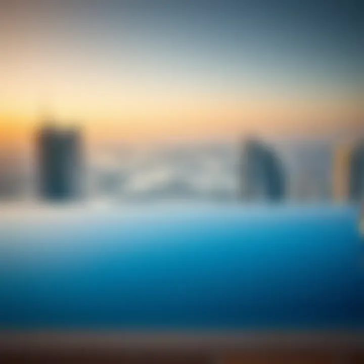 Infinity pool at Tower Three with city skyline