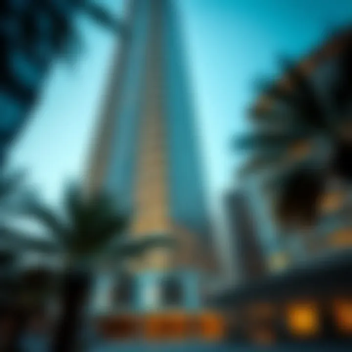 Modern architectural details of Tower Three facade