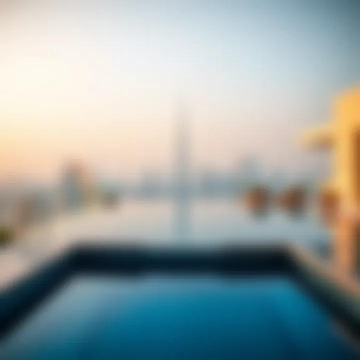 Infinity pool with skyline view at Five Palm Residences