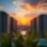 Stunning view of Five Palm Residences at sunset