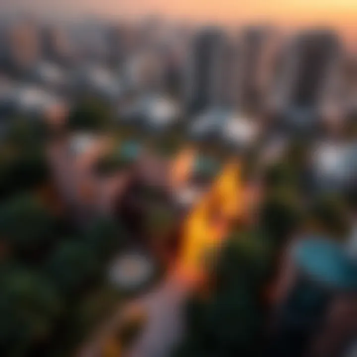 Aerial view of Dubai showcasing garden apartments