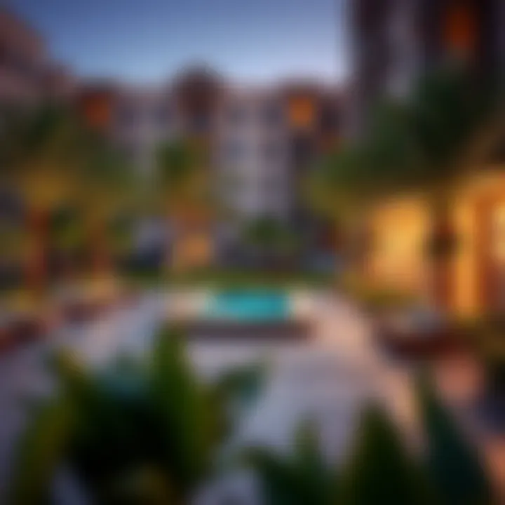 Community amenities in a garden apartment complex