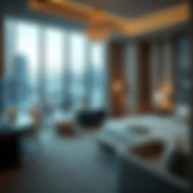 Opulent amenities in a marina hotel suite