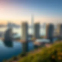 Panoramic view of Lake Point JLT showcasing its unique architecture against the Dubai skyline