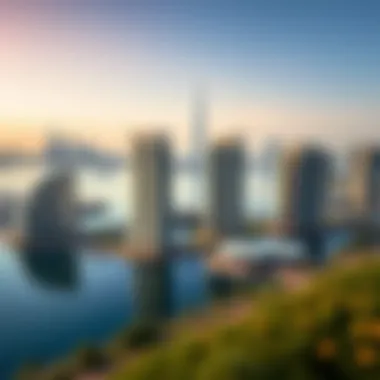 Panoramic view of Lake Point JLT showcasing its unique architecture against the Dubai skyline