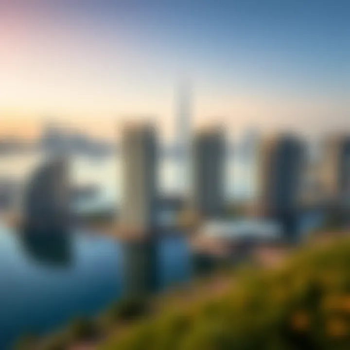Panoramic view of Lake Point JLT showcasing its unique architecture against the Dubai skyline