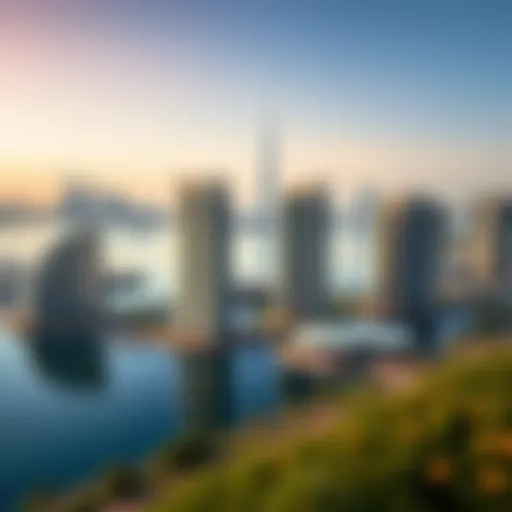 Stunning Panoramic View of Lake Point JLT Panoramic view of Lake Point JLT showcasing its unique architecture against the Dubai skyline