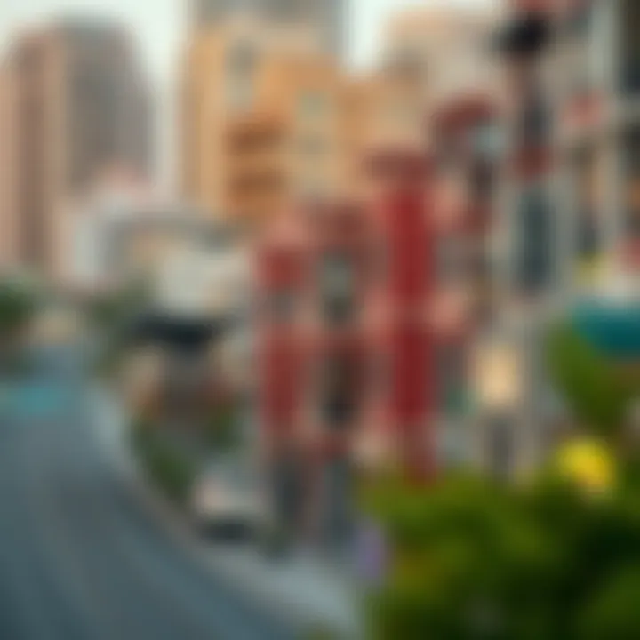 Vibrant neighborhood near a metro station