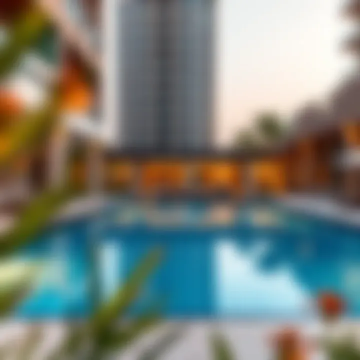 Outdoor amenities at One Zabeel Residences including a stunning pool and lounge area
