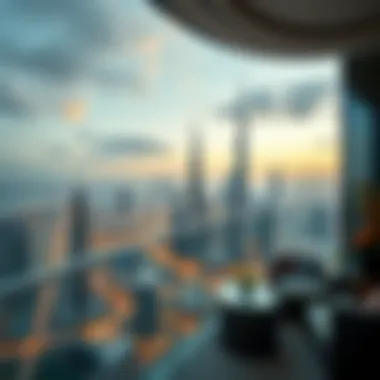 Breathtaking Views from Park Central Tower Panoramic view from a balcony of Park Central Tower overlooking the Dubai skyline