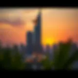 Stunning architectural view of the Phoenix Tower at sunset