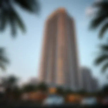 Architectural Marvel in Dubai Architectural marvel of a tall residential building in Dubai