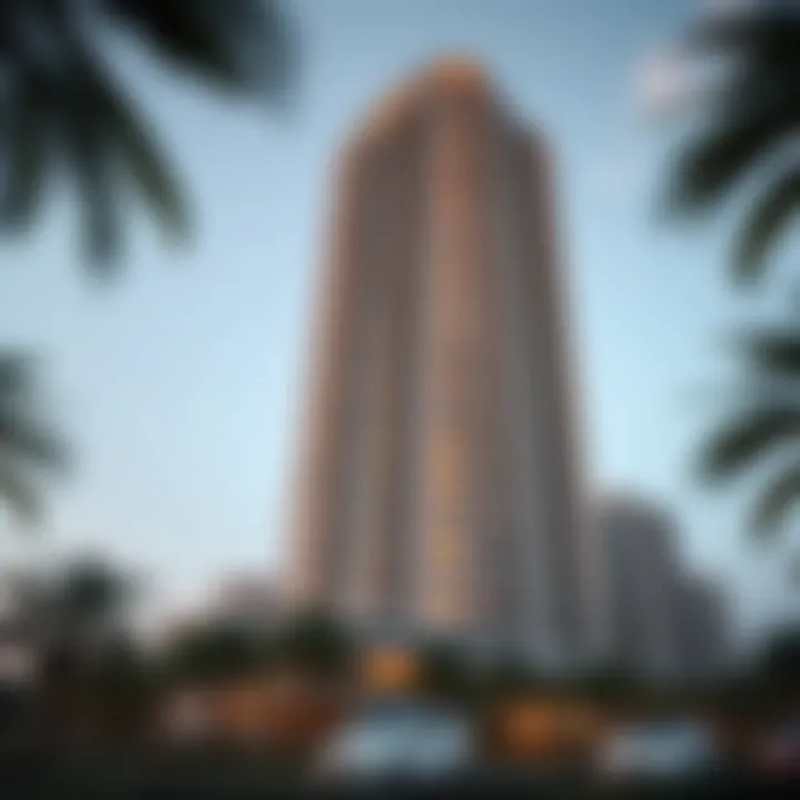 Architectural Marvel in Dubai Architectural marvel of a tall residential building in Dubai