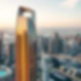 Aerial view of Sparkle Tower showcasing its unique design and location in Dubai Marina.