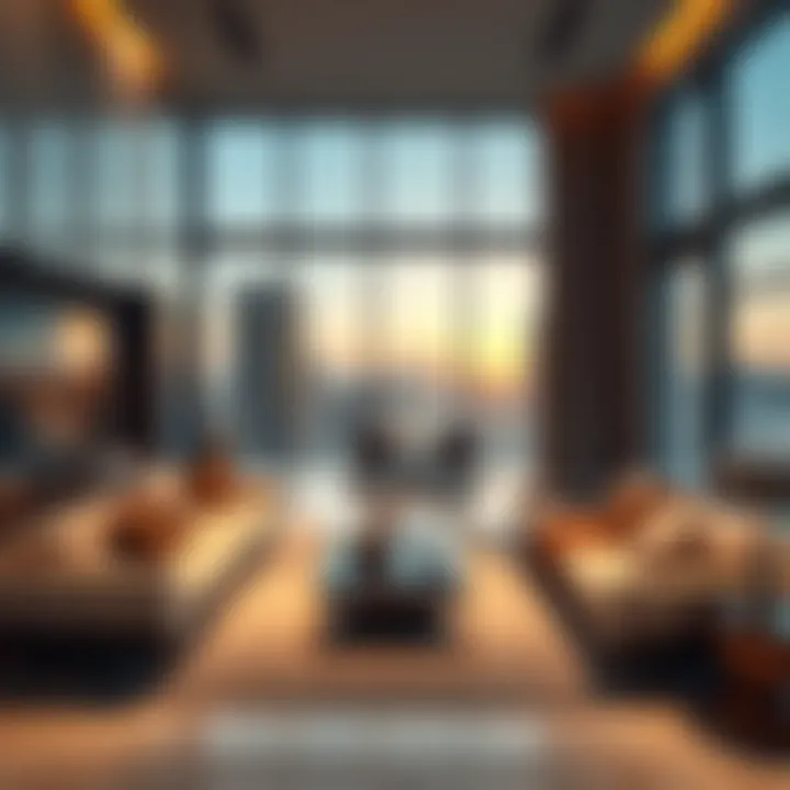 Luxurious living room interior in Sparkle Tower, highlighting modern design and premium furnishings.