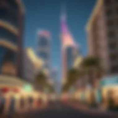 A vibrant view of the Bur Dubai neighborhood highlighting its luxury lifestyle