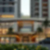 A modern exterior of Spinneys Bur Dubai showcasing luxury architecture