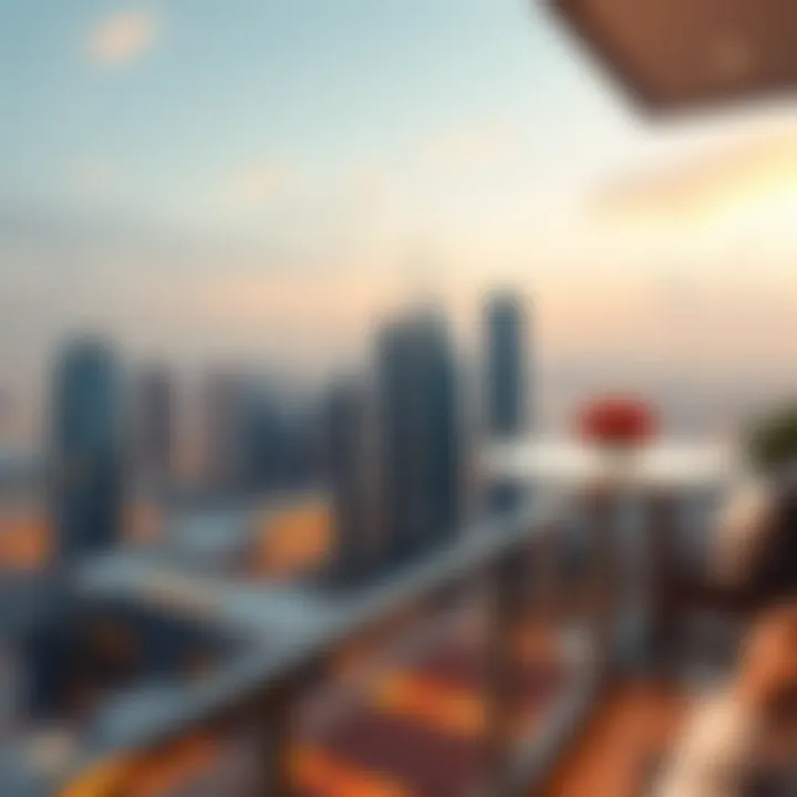 Breathtaking skyline view from the balcony of Al Ferdous Building