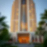 Stunning exterior view of the Al Ferdous building showcasing its architectural brilliance