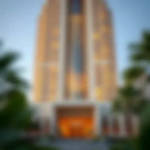 Stunning exterior view of the Al Ferdous building showcasing its architectural brilliance