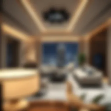 Penthouse Interior of Al Ferdous Luxurious interior of a penthouse suite highlighting premium finishes and spacious layout