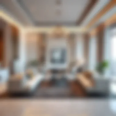 Luxurious living room inside Al Ferdous Building with elegant furnishings