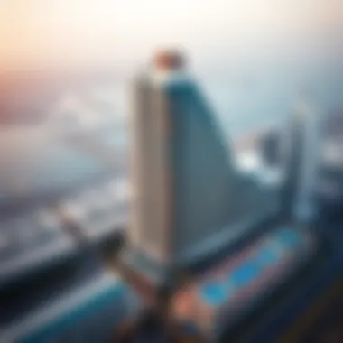 Stunning aerial view of the Al Jaziri Building showcasing its unique architectural design