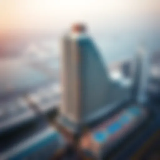 Stunning aerial view of the Al Jaziri Building showcasing its unique architectural design