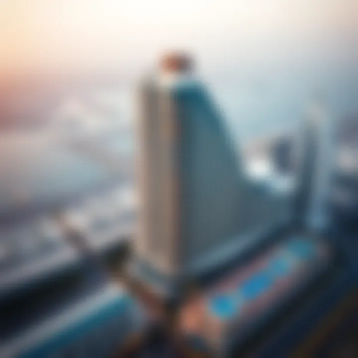 Stunning aerial view of the Al Jaziri Building showcasing its unique architectural design