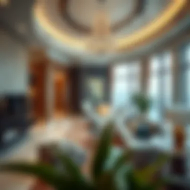 Luxurious interior of a penthouse in the Al Jaziri Building featuring modern decor