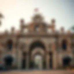 Intricate architectural details of a historic city gate