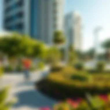 An upscale community park in JLT Cluster A with lush greenery and recreational facilities