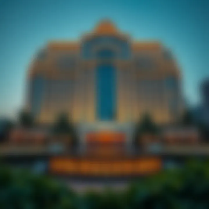 Luxurious facade of the Taj Hotel at Jumeirah Lake Towers