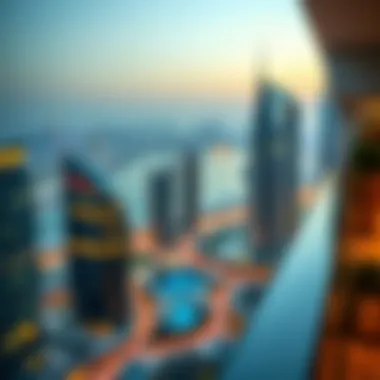 Panoramic view of Jumeirah Lake Towers from the Taj Hotel