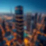 Aerial Perspective of Luxury: Lynx Tower in Dubai Stunning aerial view of Lynx Tower against Dubai skyline