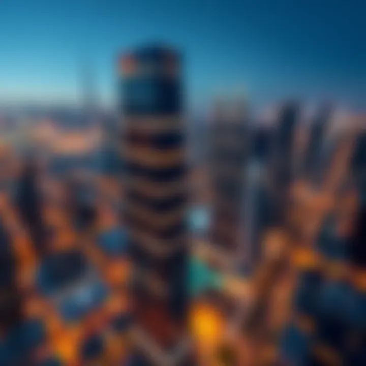 Aerial Perspective of Luxury: Lynx Tower in Dubai Stunning aerial view of Lynx Tower against Dubai skyline