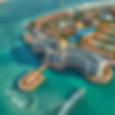 Stunning aerial view of Palm Jumeirah showcasing the Dorchester Collection