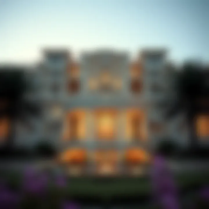 Architectural detail of the Dorchester Collection building on Palm Jumeirah