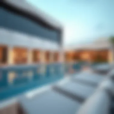 Exclusive amenities area featuring a swimming pool and relaxation zones at Wasl Port Views