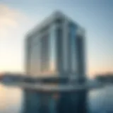 Stunning architectural view of Wasl Port Views Building showcasing its modern facade