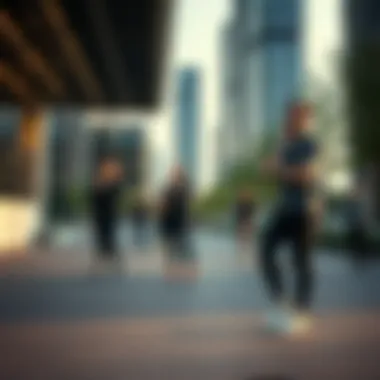 Community fitness class in an outdoor setting reflecting Detroit's urban lifestyle