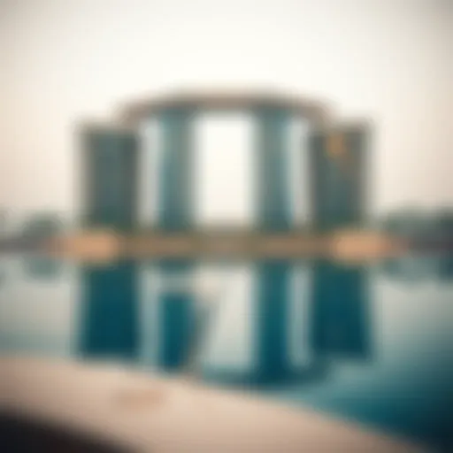 Stunning view of Five Palm Hotel reflecting on the water