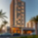 Stunning exterior view of Garhoud Tower Three showcasing its contemporary design