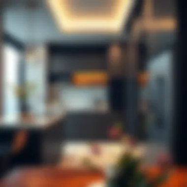 Modern kitchen with high-end appliances and sleek finishes