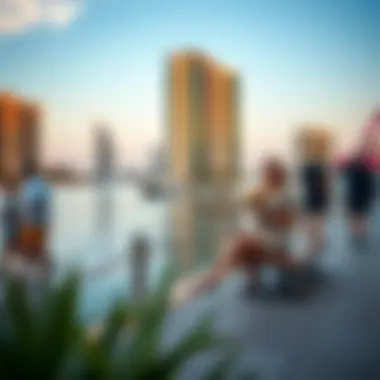 Dynamic Lifestyle by the Water's Edge Vibrant lifestyle scenes near the waterfront of the creek