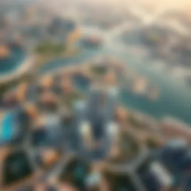 Bird's eye view of Jumeirah Lake Towers illustrating community layout