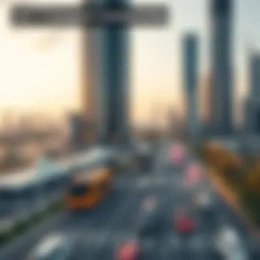 Transport connectivity in Jumeirah Lake Towers with routes highlighted