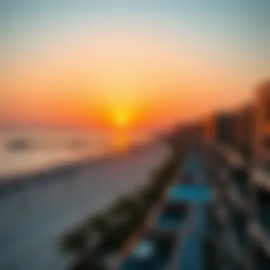 Scenic sunset view over the Jumeirah Beach and the surrounding area