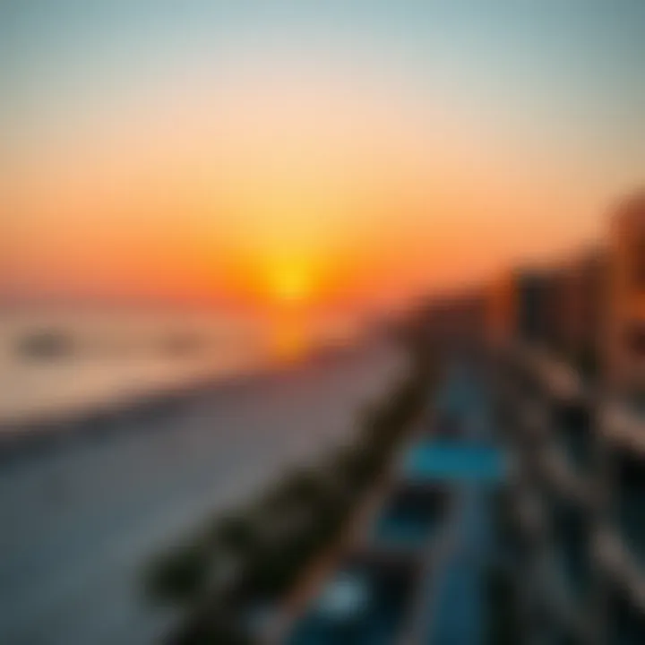 Scenic sunset view over the Jumeirah Beach and the surrounding area