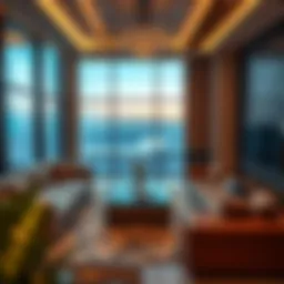 Luxurious living room in a Dubai apartment with stunning views